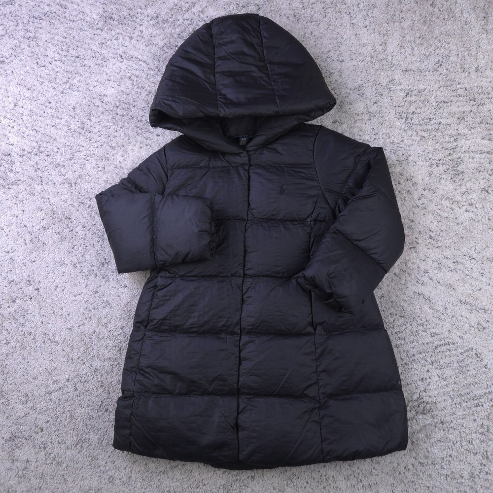 Polo Ralph Lauren Jacket Kids Size 4 4T Down Puffer Coat Hooded Quilted Black